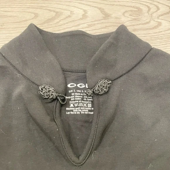 OGL Mandarin Collar Frog Button Brami Top Limited Edition Black Size L NWT - Picture 2 of 4